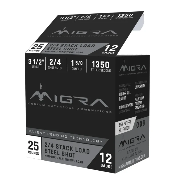 Migra Ammunitions M12LS24 Combinational  12 Gauge 3.50" 1 5/8 oz 2, 4 Shot 25 Per Box/10 Cs