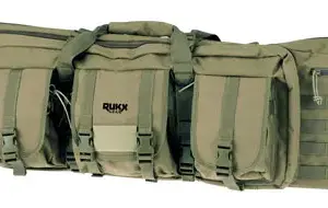 Rukx Gear ATICT36DGG Tactical Double Gun Case 36" Water Resistant Green 600D Polyester w/ Non-Rust Zippers Reinforced Velcro & Adjustable Back Straps