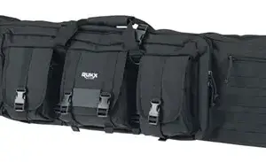 Rukx Gear ATICT42DGB Tactical Double Gun Case 42" Water Resistant Black 600D Polyester w/ Non-Rust Zippers Reinforced Velcro & Adjustable Back Straps