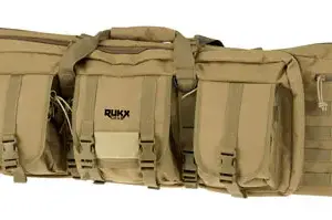 Rukx Gear ATICT42DBT Tactical Double Gun Case 42" Water Resistant Tan 600D Polyester w/ Non-Rust Zippers Reinforced Velcro & Adjustable Back Straps