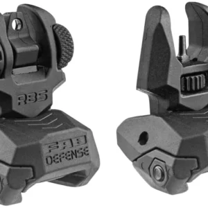 FAB Defense FXFRBS Front/Rear Folding Back-Up Sights  for AR-15/ M16/ M4 Low Profile Dual Aperture Rear Sight Black Polymer and Metal