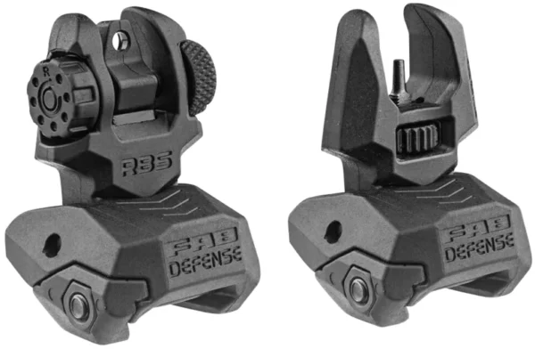 FAB Defense FXFRBS Front/Rear Folding Back-Up Sights  for AR-15/ M16/ M4 Low Profile Dual Aperture Rear Sight Black Polymer and Metal