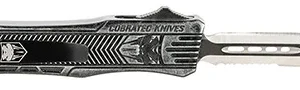 CobraTec Knives SSWCTK1SDAG1SS CTK-1  Small 2.75" OTF Dagger Part Serrated D2 Steel Blade/ Stonewashed Aluminum Handle Features Glass Breaker Includes Pocket Clip