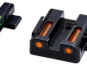 HiViz MPN421 LiteWave  H3 Tritium/LitePipe S&W M&P Sight Set  Black | Green Tritium with White Outline Front Sight Orange Fiber Optic Rear Sight