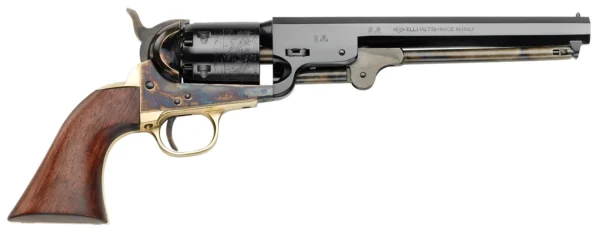Pietta PF51CH36712 1851 Navy Steel 36 Cal 7.50" 6rd Color Case Hardened Frame Blued Cylinder Blued Octagon Barrel Walnut Grip