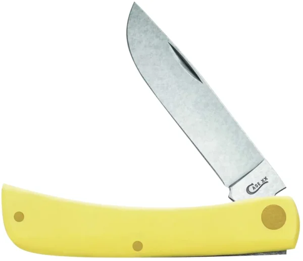 Case 00032 Sod Buster Jr.  2.80" Folding Skinner Plain Tumble Polish Chrome Vanadium Steel Blade/Yellow Synthetic Handle