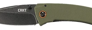 CRKT 2520 Tuna  3.22" Folding Plain Stonewashed 8Cr14MoV SS Blade Black/Green G10/SS Handle Includes Pocket Clip