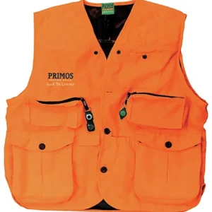 Primos 65705 Gunhunter's Hunting Vest 3XL Blaze Orange Features Compass & LED Light