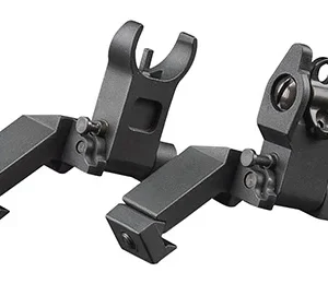 Aim Sports MT45FS AR Low Profile 45 Degree Flip-Up Sight Set  Black Anodized 45 Degree Low Profile for AR-15