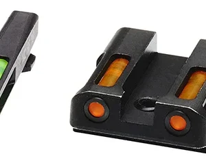 HiViz GLN425 LightWave H3 Sight Set 3 Dot Green Tritium Front/Orange Fiber Optic Rear/Black Frame Compatible w/All Glock 9mm/40 S&W/357 Sig, Except 42/43/43X/48 Front Post/Rear Dovetail Mount