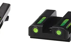 HiViz GLN525 LightWave H3 Green 3 Dot Green Tritium Front/Green Fiber Optic Rear/Black Frame Compatible w/ All Glock 9mm/40 S&W/357 Sig, Except 42/43/43X/48 Front Post/Rear Dovetail Mount