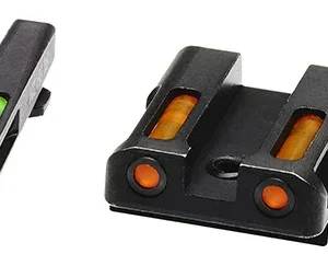 HiViz GLN429 LiteWave H3 Tritium/LitePipe Glock 45 ACP/10mm Sight Set  Black | Green Tritium with White Outline Front Sight Orange Fiber Optic Rear Sight