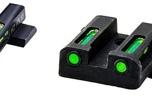 HiViz MPSN521 LiteWave H3 Tritium/LitePipe S&W M&P Shield Sight Set  Black | Green Tritium with Orange Outline Front Sight Green Fiber Optic Rear Sight
