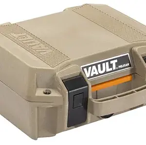 Pelican VCV100 Vault Case Small Tan Polymer Holds Handgun