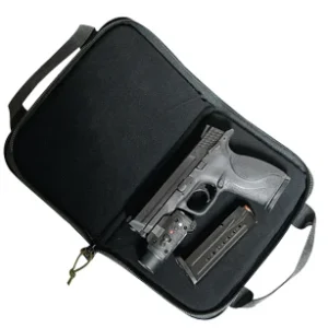 GPS Bags 1485PCMF Memory Foam Pistol Case Large Size w/ Lockable Zippers Mag Storage Pockets & Black Finish Holds 1 Handgun