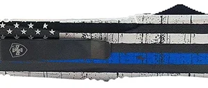 Templar Knife LBTB131 Back The Blue Gen II Large 3.50" OTF Dagger Plain Black 440C SS Blade Blue/White/Black Zinc Aluminum Alloy Handle Features Glass Breaker/Pocket Clip