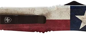 Templar Knife SCAP331 Captain Gen II Small 2.25" OTF Drop Point Plain Black 440C SS Blade Red/Blue/White Star Zinc Aluminum Alloy Handle Features Glass Breaker/Pocket Clip