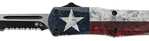 Templar Knife SCAP631 Captain Gen II Small 2.25" OTF Drop Point Part Serrated Black 440C SS Blade Red/Blue/White Star Zinc Aluminum Alloy Handle