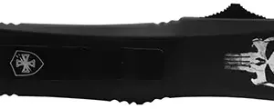 Templar Knife LFL431 Fallen Gen II Large 3.50" OTF Dagger Part Serrated Black Oxide Stonewashed 440C SS Blade/ 5.25" Black w/Skull Aluminum Handle Features Glass Breaker Includes Pocket Clip/Sheath