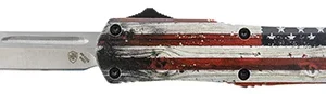 Templar Knife SWUS232 Wood US Flag Gen II Small 2.69" OTF Tanto Plain Powder Coated 440C SS Blade/ 4.31" Painted Wood Grain US Flag Aluminum Handle Features Glass Breaker Includes Pocket Clip/Sheath