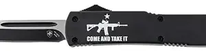 Templar Knife MAR15231 Come And Take It Gen II Slim 3.50" OTF Tanto Part Serrated Black 440C SS Blade Black Zinc Aluminum Alloy Handle Features Glass Breaker/Pocket Clip