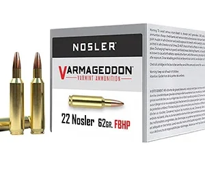 Nosler 65180 Varmageddon  22 Nosler 62 gr Flat Base Hollow Point 50 Per Box/ 5 Case