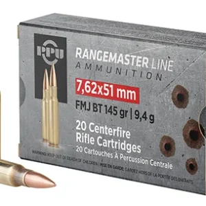 PPU PPRM762 Rangemaster  7.62x51mm NATO 145 gr Full Metal Jacket Boat Tail 20 Per Box/ 25 Case