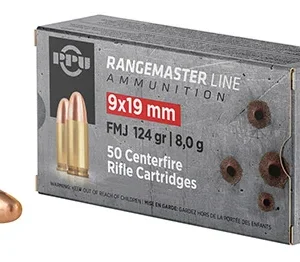 PPU PPRM9M Rangemaster  9mm Luger 124 gr Full Metal Jacket/ 1000 Per Box