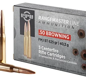 PPU PPRM50 Rangemaster  50 BMG 625 gr Full Metal Jacket 5 Per Box/ 20 Case