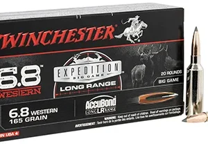 Winchester Ammo S68WLR Expedition Big Game Long Range 6.8 Western 165 gr Nosler AccuBond Long Range 20 Per Box/ 10 Case