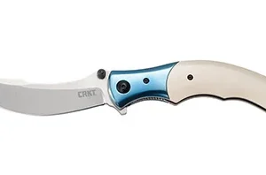 CRKT 7471 Ritual  4.37" Folding Plain Satin 12C27 Sandvik Blade/ Ivory/Blue Resin w/SS Bolster Handle Includes Pocket Clip
