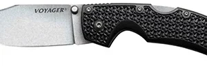 Cold Steel CS29AC Voyager  Large 4" Folding Clip Point Plain AUS-10A SS Blade Black Griv-Ex w/Aluminum Liners Handle Includes Pocket Clip