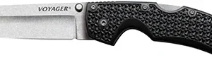 Cold Steel CS29AT Voyager  Large 4" Folding Tanto Plain AUS-10A SS Blade Black Griv-Ex w/Aluminum Liners Handle Includes Pocket Clip