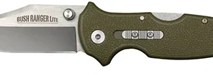 Cold Steel CS21A Bush Ranger Lite 3.50" Folding Clip Point Plain 8Cr13MoV SS Blade/Black GFN Handle Includes Pocket Clip