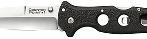 Cold Steel CS10AB Counter Point I 4" Folding Spear Point Plain Satin AUS-10A SS Blade/ Black Griv-Ex Handle Includes Pocket Clip
