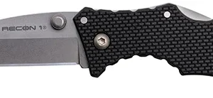 Cold Steel CS27DT Recon 1 Micro 2" Folding Tanto Plain Stonewashed 4034 SS Blade/ Black Griv-Ex Handle Includes Pocket Clip