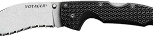 Cold Steel CS29AXVS Voyager XL 5.50" Folding Vaquero Serrated AUS-10A SS Blade/ Black Griv-Ex w/Aluminum Liners Handle Includes Pocket Clip