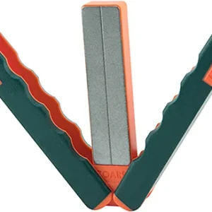 AccuSharp 077C Paddle Sharpener Folding Fine, Coarse Diamond Sharpener Gray/Orange Overmolded Rubber Handle