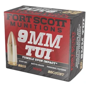 Fort Scott Munitions 9MM080SCV Tumble Upon Impact (TUI)  9mm Luger 80 gr Solid Copper Spun 20 Per Box/ 25 Case