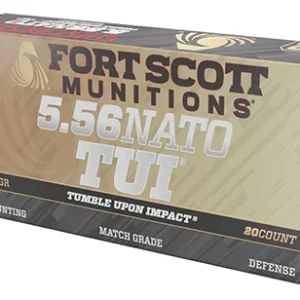Fort Scott Munitions 556062SBV1 Tumble Upon Impact (TUI)  5.56x45mm NATO 62 gr Solid Brass Spun 20 Per Box/ 25 Case
