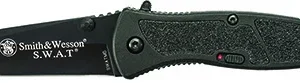 Smith & Wesson Knives SWATMBCP S.W.A.T.  3.20" Folding Plain Black 4034 SS Blade Black Aluminum Handle Includes Pocket Clip