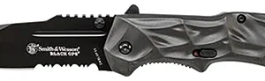 Smith & Wesson Knives SWBLOP3CP Black Ops  3.40" Folding Tanto Plain 4034 SS Blade Aluminum Handle Includes Pocket Clip