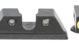 Meprolight USA 465003121 Hyper-Bright  Black | Green Tritium with Yellow Phosphorescent Outline Front Sight Green Tritium with Black Outline Rear Sight Set