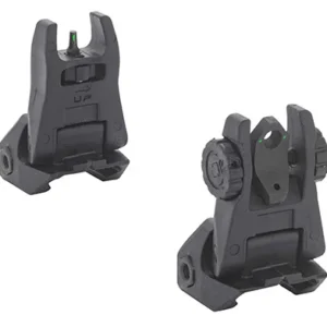 Meprolight USA 404100 FUBS Self Illuminated Flip Backup Sights  Black Green Tritium Front & Rear for AR-15