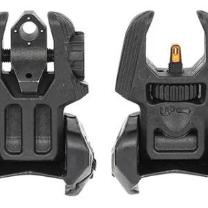 Meprolight USA 403240 FUBS Self Illuminated Flip Backup Sights  Black- Orange Front Sight /Green Rear Sight for AR-15