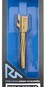 Rival Arms RA-RA20G801E Precision V1 Drop-In Barrel 9mm Luger 4.17" Gold PVD Finish 416R Stainless Steel Material for Glock 48