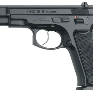 CZ-USA 91102 CZ 75 B  9mm Luger 16+1 4.60" Steel Barrel, Black Serrated Steel Slide, Black Polycoat Steel Frame w/Beavertail, Black Plastic Grip