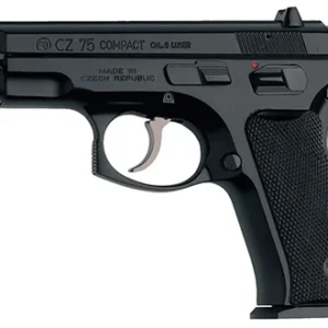 CZ-USA 91190 CZ 75 Compact 9mm Luger 14+1 3.75" Blued Steel Barrel, Black Serrated Steel Slide, Black Polycoat Steel Frame w/Beavertail, Black Plastic Grip