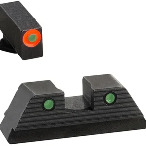 AmeriGlo GL816 Trooper Sight Set for Glock  Black | Green Tritium with Orange Outline Front Sight Green Tritium with Black Outline Rear Sight