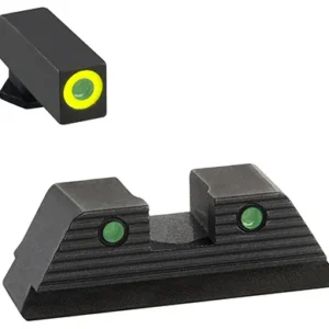 AmeriGlo GL819 Trooper Sight Set for Glock  Black | Green Tritium with Lumigreen Outline Front Sight Green Tritium with Black Outline Rear Sight